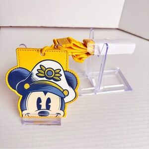 Disney Cruise Line Castaway Club Mickey ID Badge Holder Lanyard- Yellow NWOT